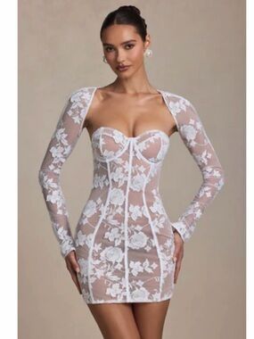 Oh Polly - lace detail corset mini dress